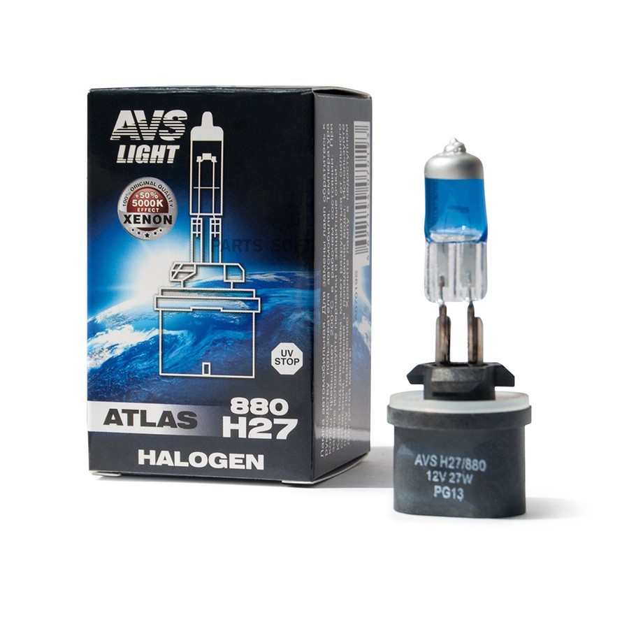 Лампа галогенная H27/880 12V 27W "AVS" Atlas (5000К) - AVS None None